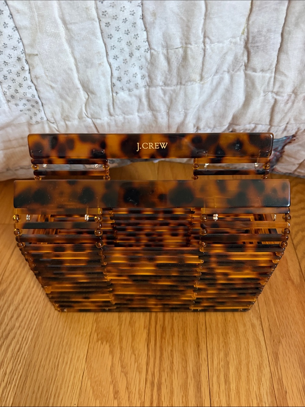 J. Crew Tortoise-Pattern Acrylic Top-Handle Bag - Brown Amber